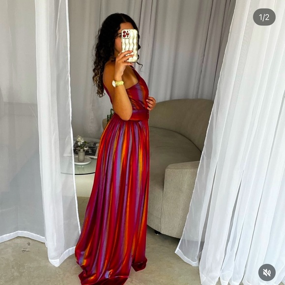 Retrofete Dresses & Skirts - Retrofete Rainbow One-Shoulder Andrea Gown. Size XS. Perfect Condition